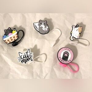 Large cat-themed straw toppers